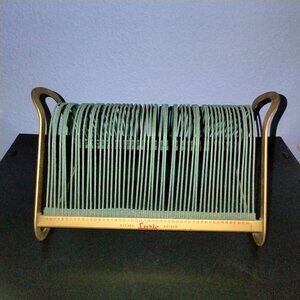Luric Steel Record Holder, Green Wire Rack, Vintage 1940s, Very Rare
